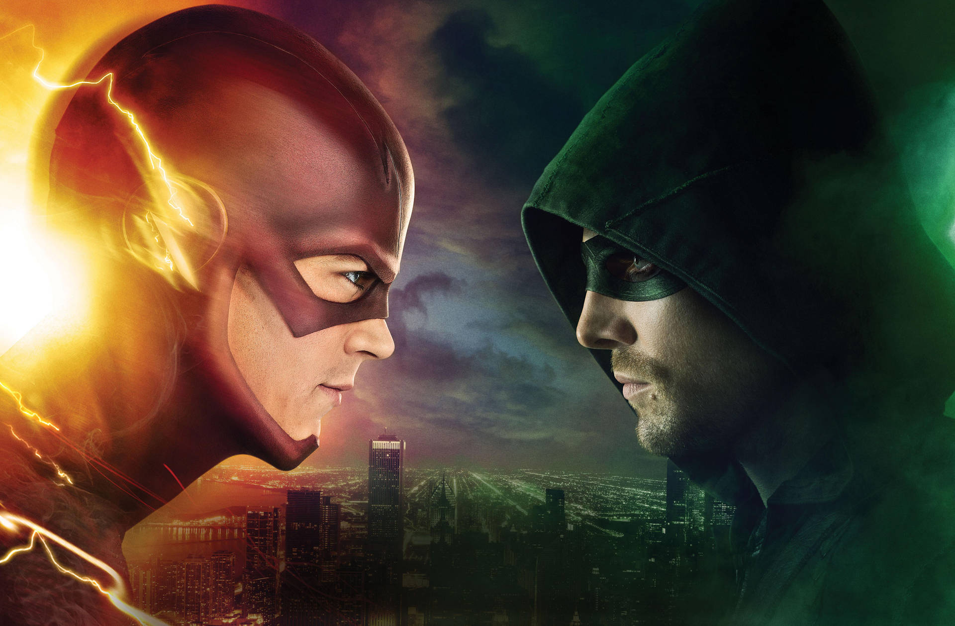 Green Arrow Faces The Flash Background