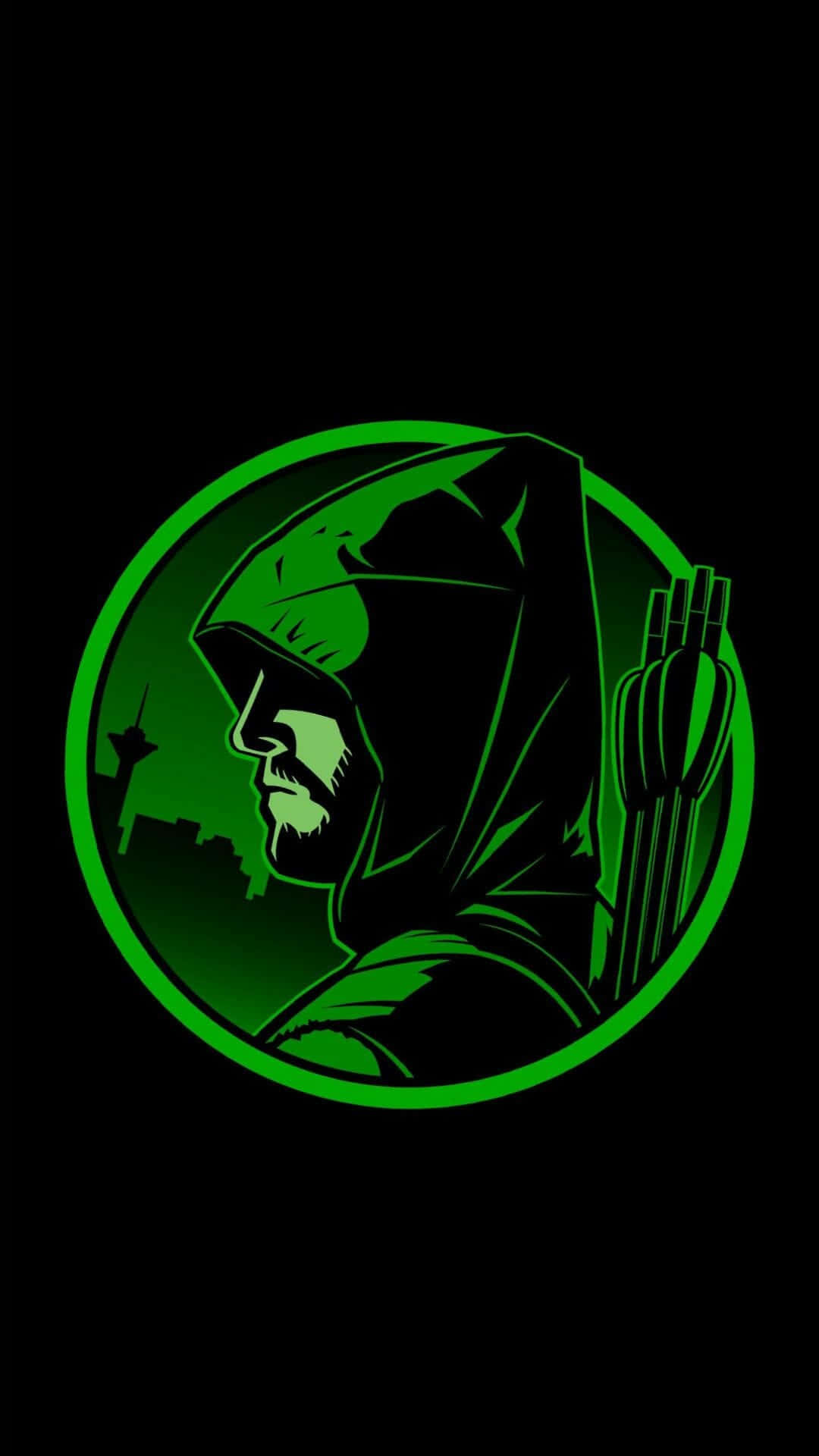 Show Off Your Superhero Side With This Bold And Vibrant Green Arrow Iphone Wallpaper Wallpaper