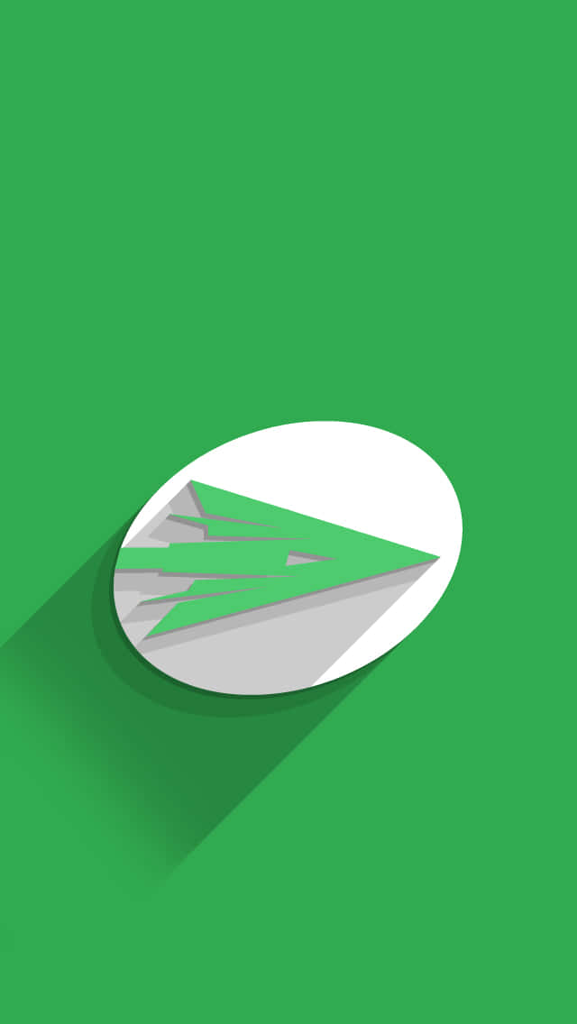 A Green Arrow Icon With A Shadow Wallpaper