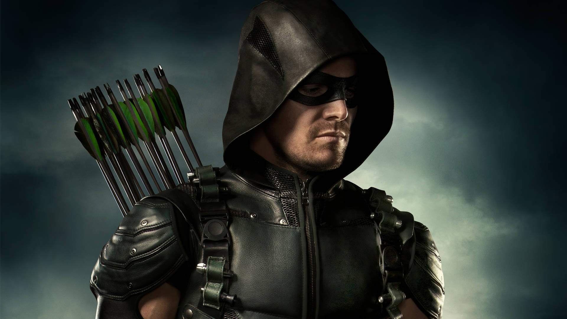 Green Arrow Leather Background