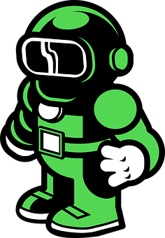 Green Astronaut Cartoon Character PNG