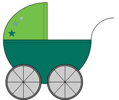 Green Baby Stroller Vector PNG