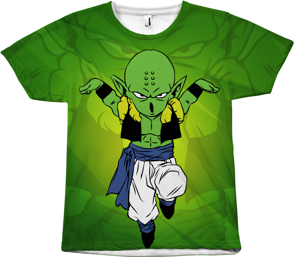 Green Background Anime Character T Shirt Design PNG