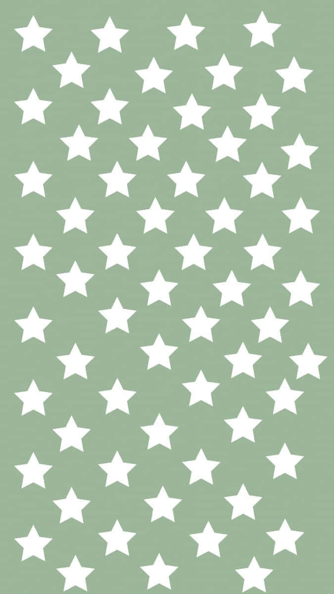 Green Background White Stars Pattern Wallpaper