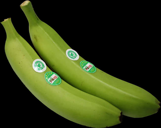 Green Bananas Black Background PNG