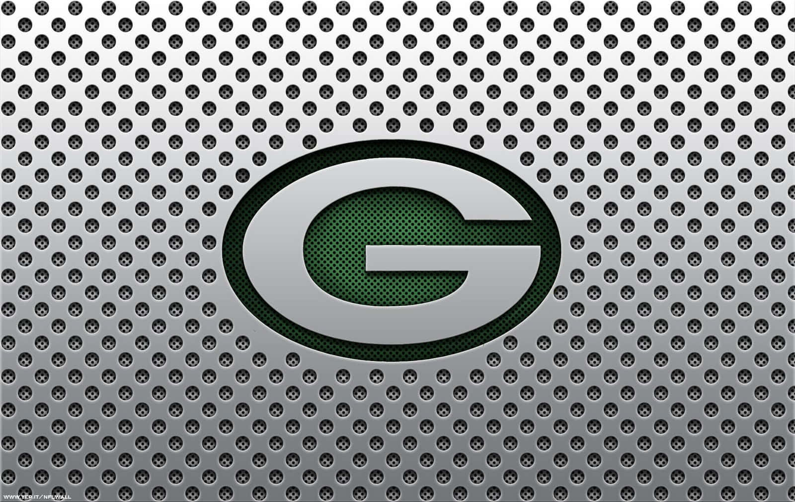 Green Bay Packers Logo against a Green stadium background