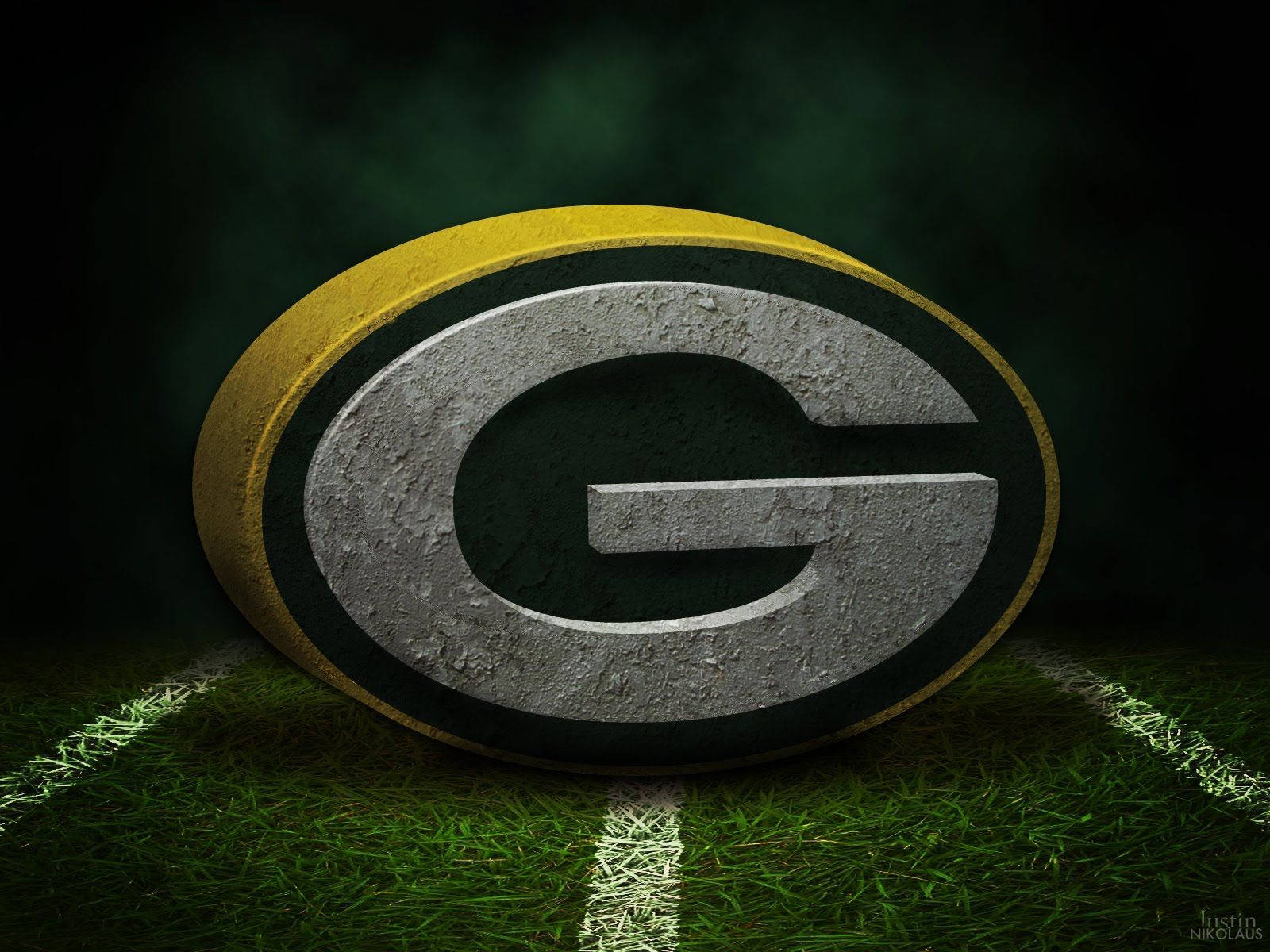 Green Bay Packers Grassy Field Logo Wallpaper