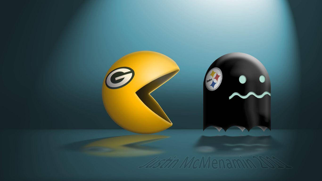 Ilustraçãodo Pacman Dos Packers De Green Bay. Papel de Parede