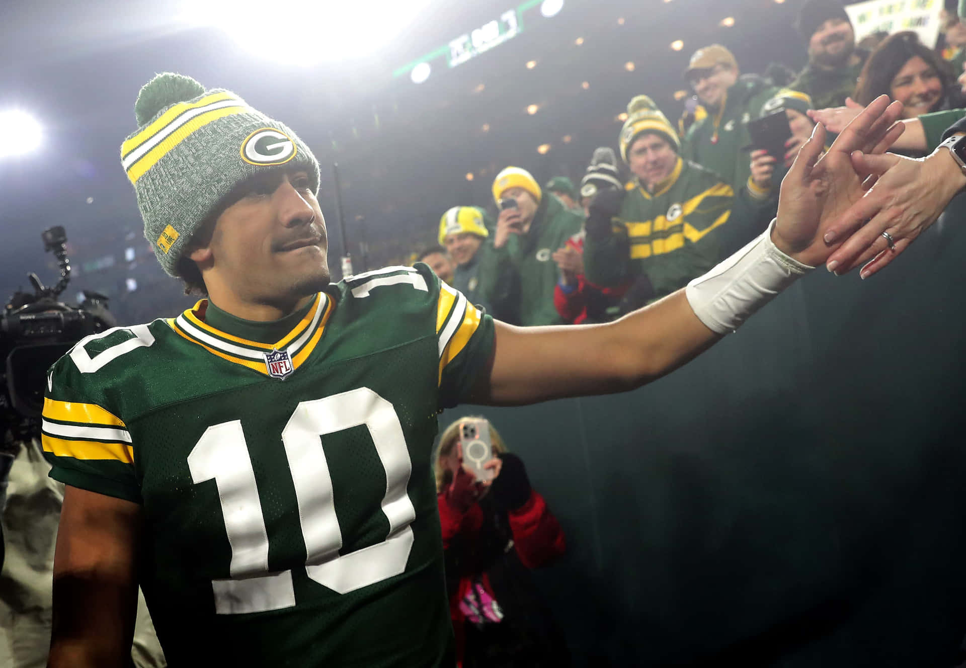 Green Bay Packers Speler Vist Fans Achtergrond