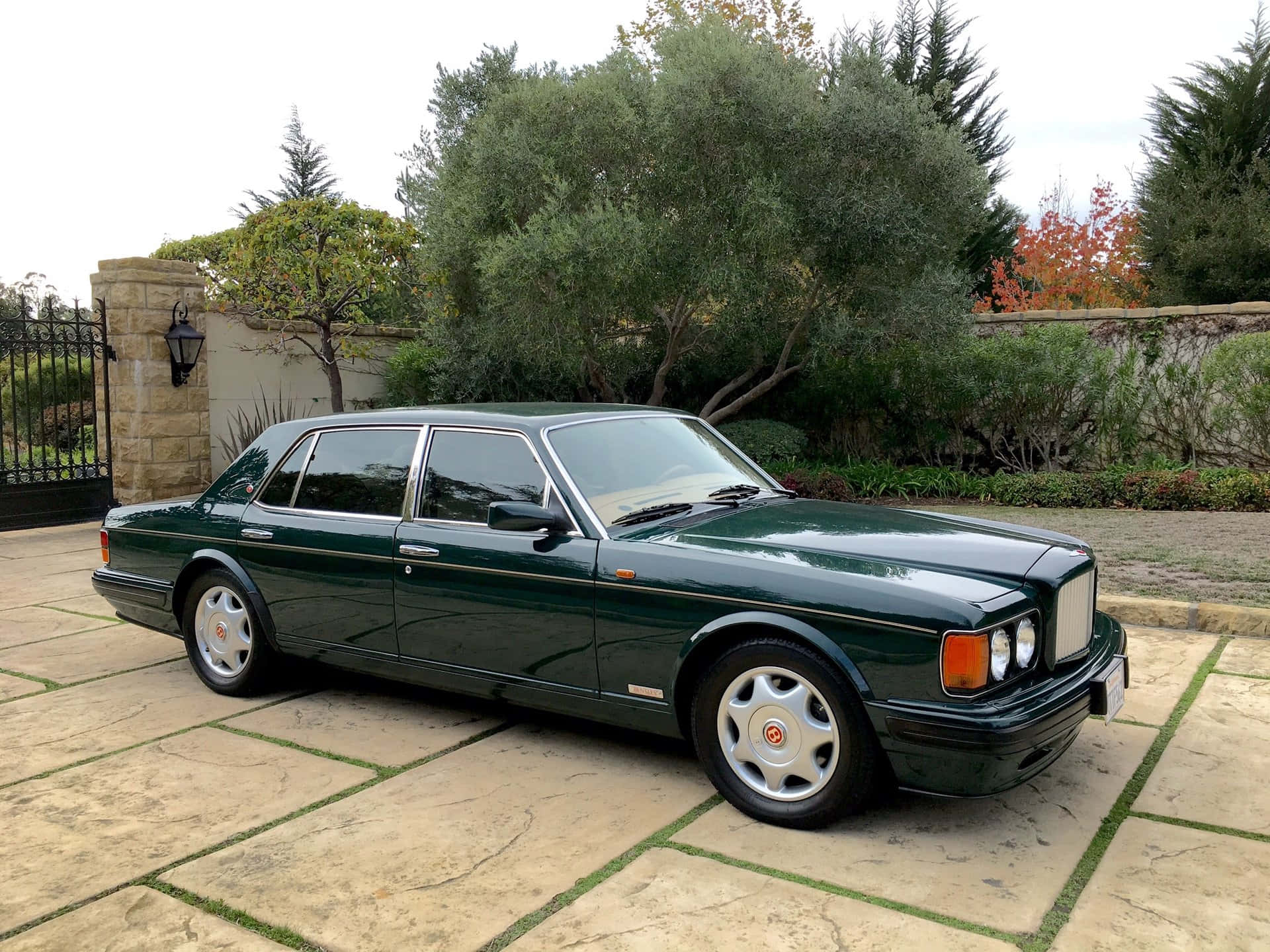 Groene Bentley Turbo R Luxe Auto Achtergrond