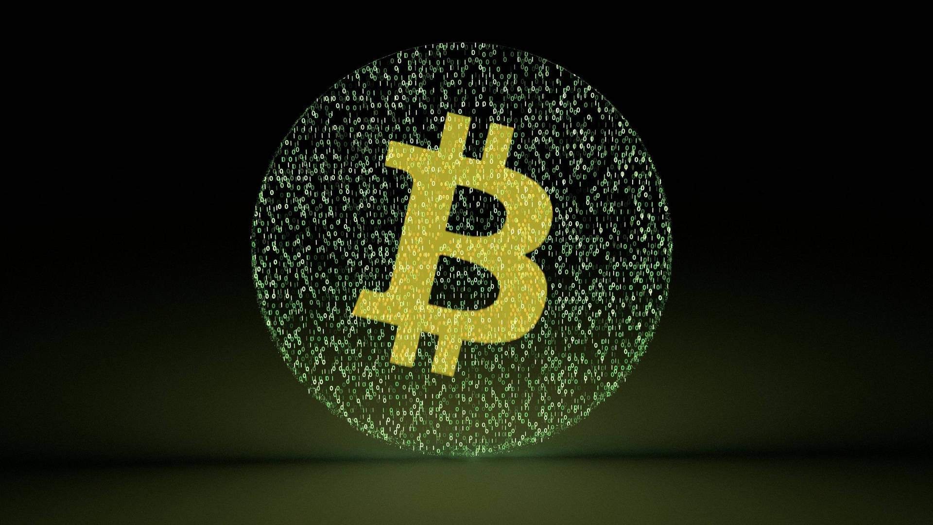 Green Binary Code Bitcoin Background