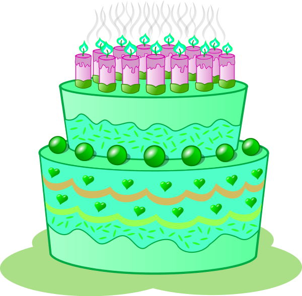 Green Birthday Cake Illustration PNG