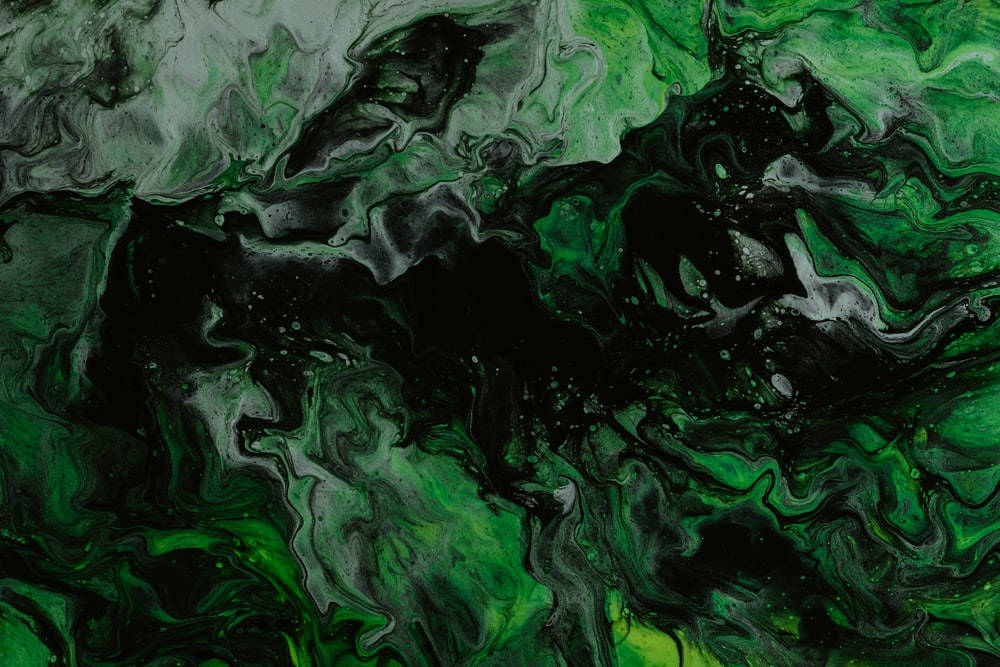 Green & Black Abstract Painting Wallpaper