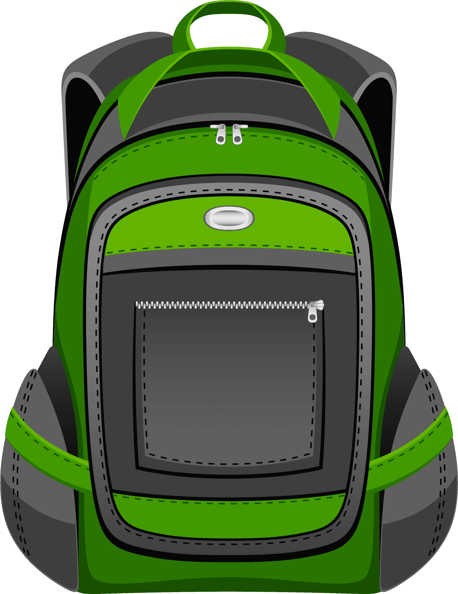 Green Black Backpack Vector PNG
