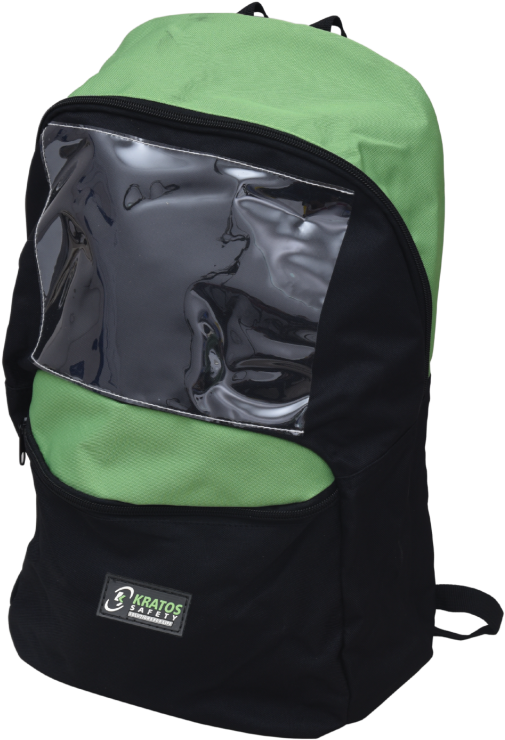 Green Black Backpackwith Reflective Panel PNG