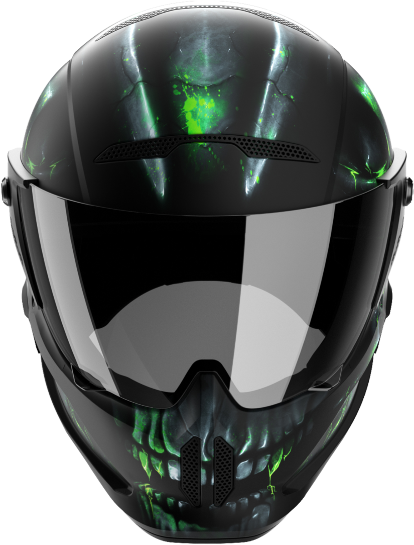 Green Black Graphic Motorcycle Helmet PNG