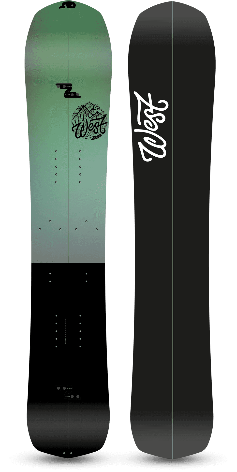 Green Black Snowboard Design PNG