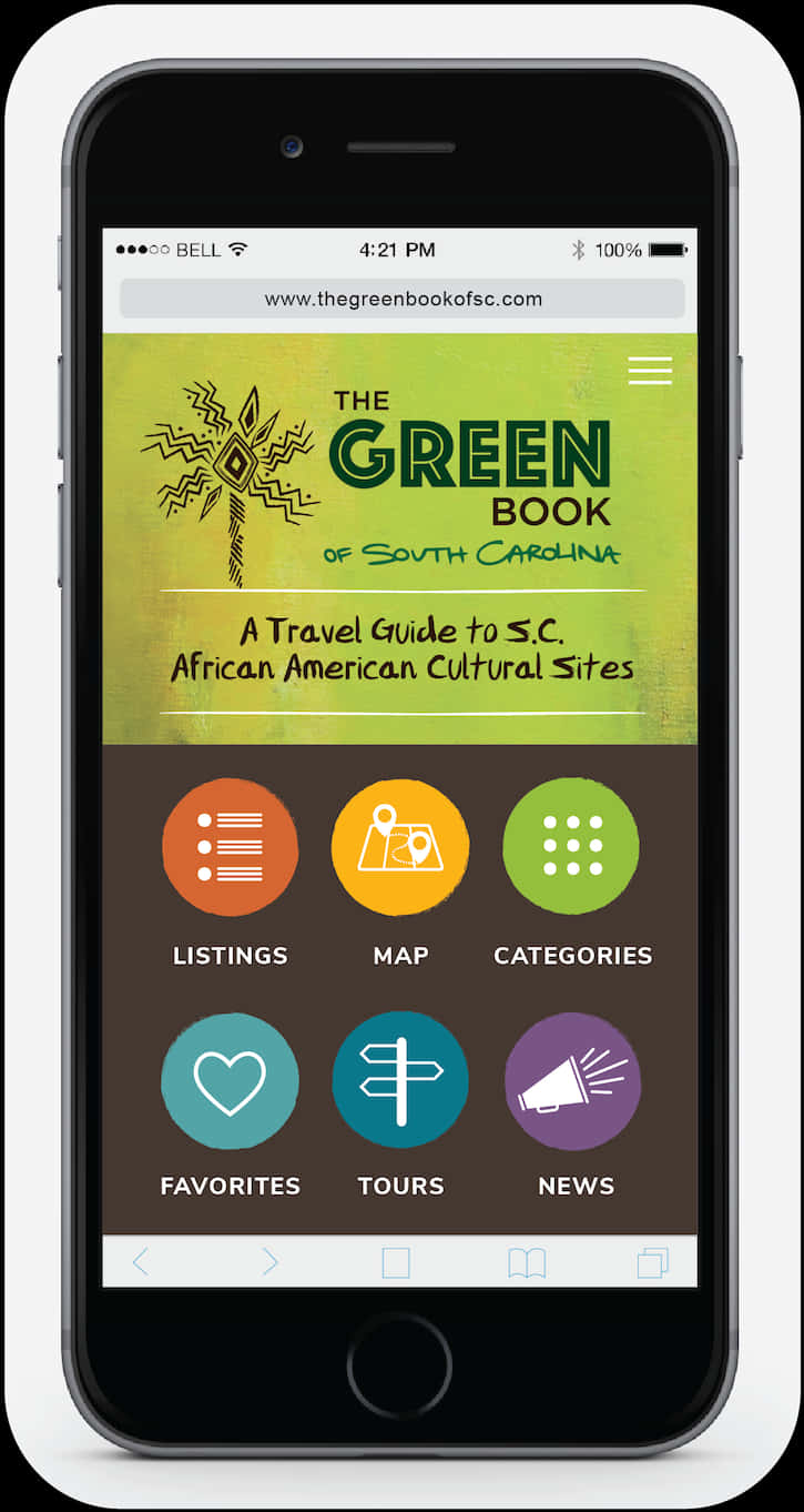 Green Book Travel App Screen PNG