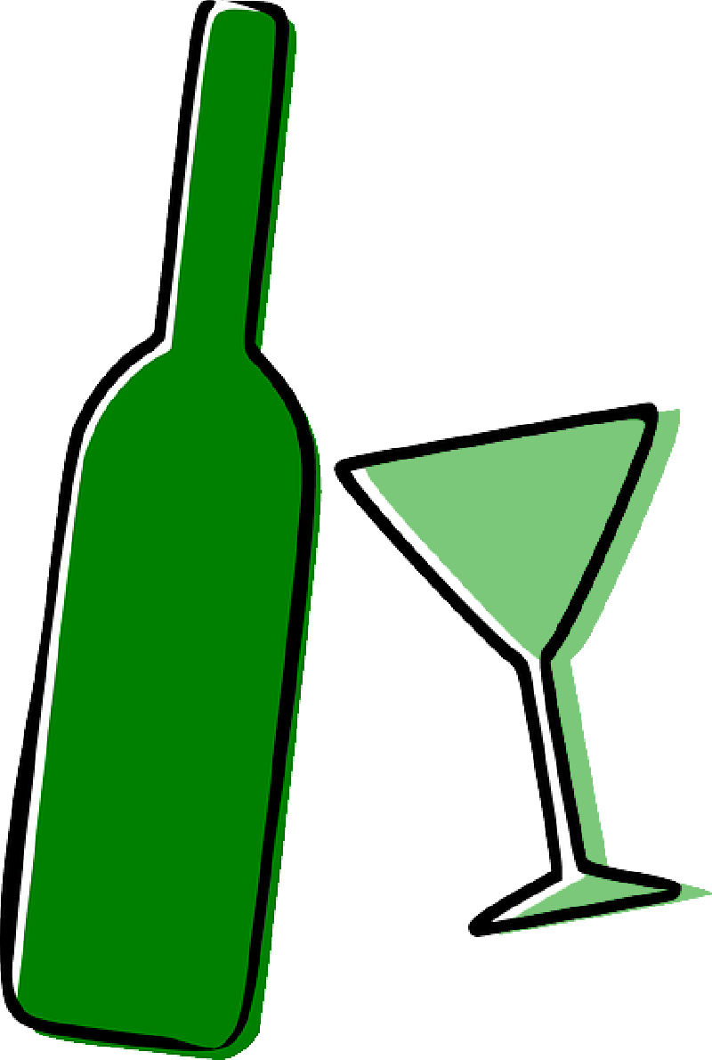 Green Bottleand Cocktail Glass Illustration PNG