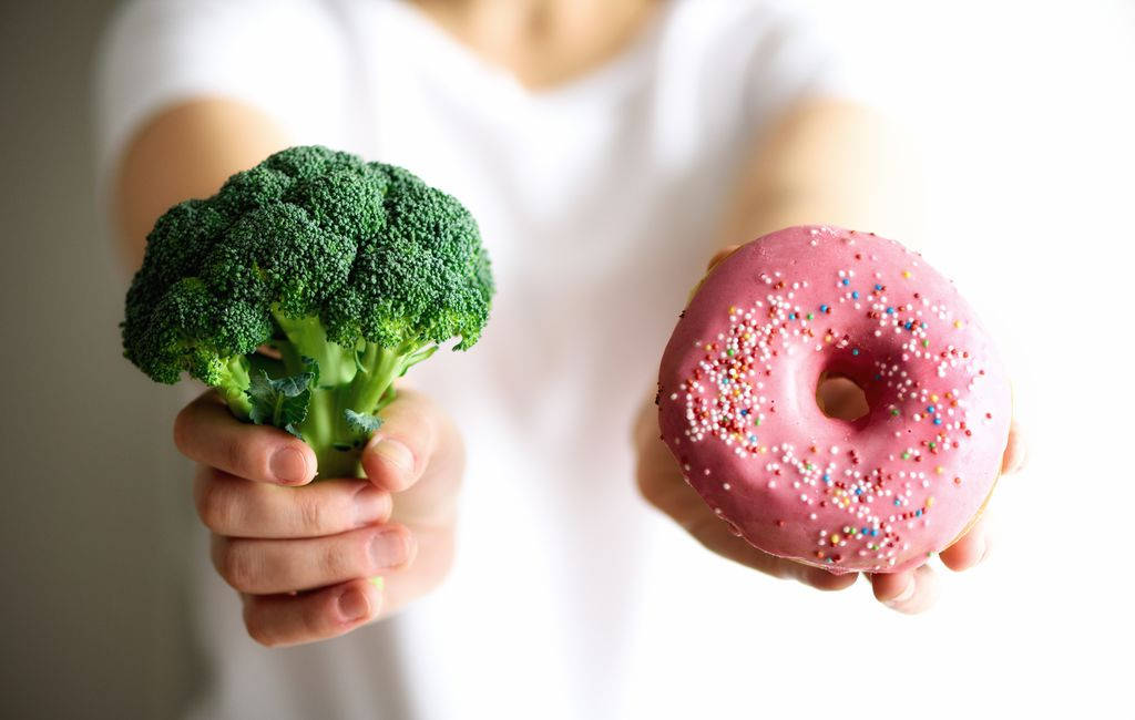Green Broccoli And Pink Donut