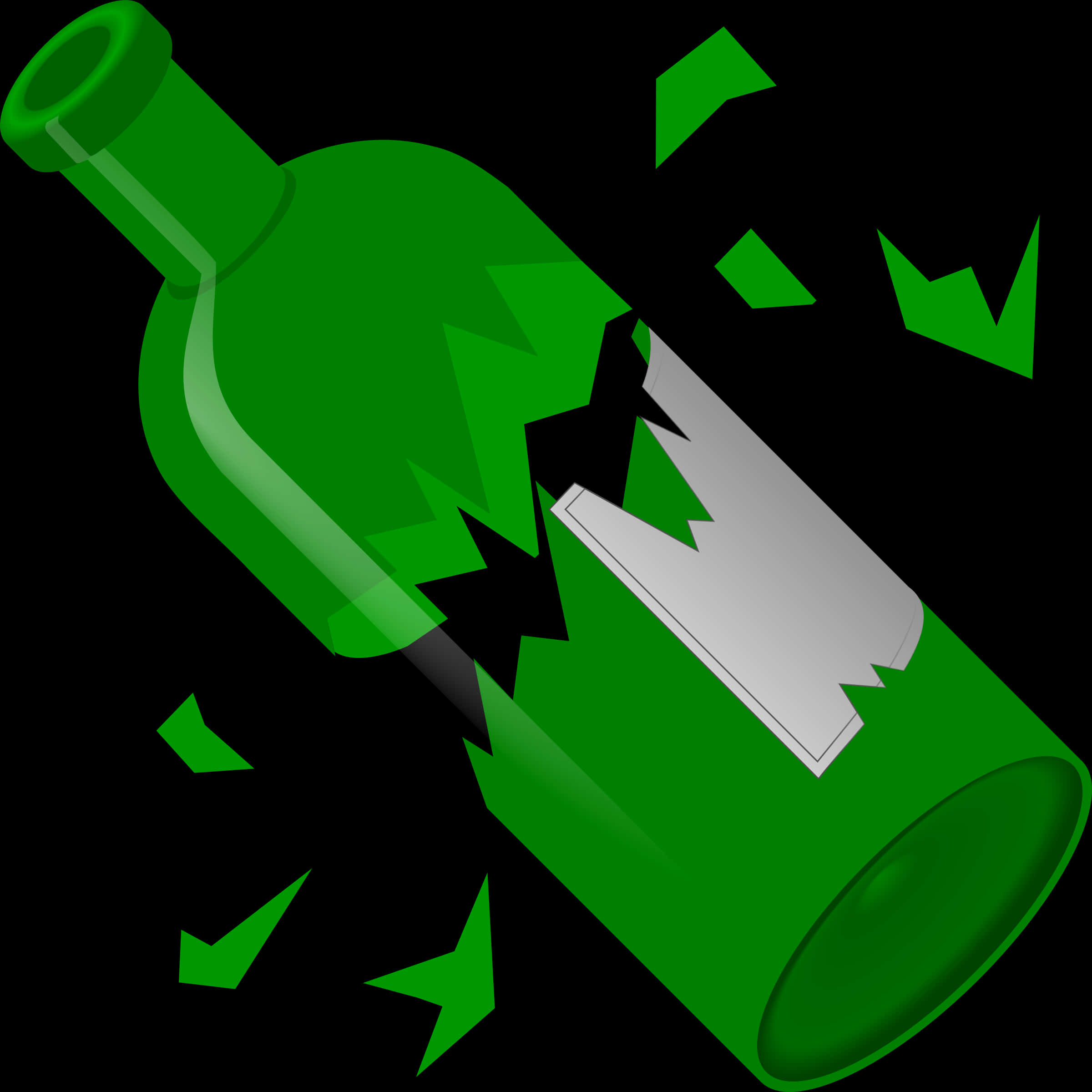 Green Broken Glass Bottle PNG