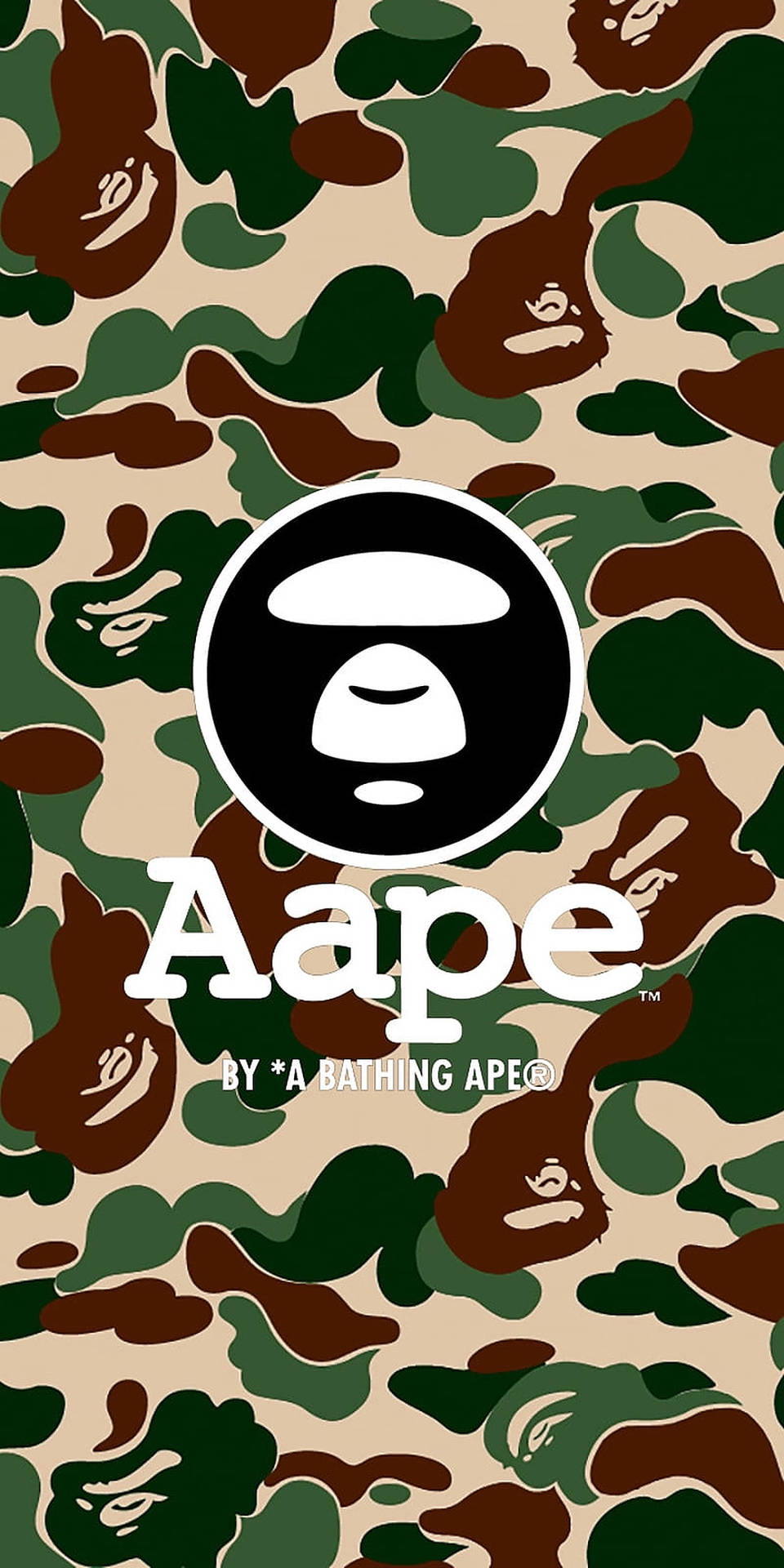 Green Brown Camouflage BAPE Logo Wallpaper