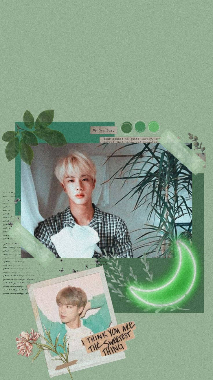 Green Bts Aesthetic Jin Background