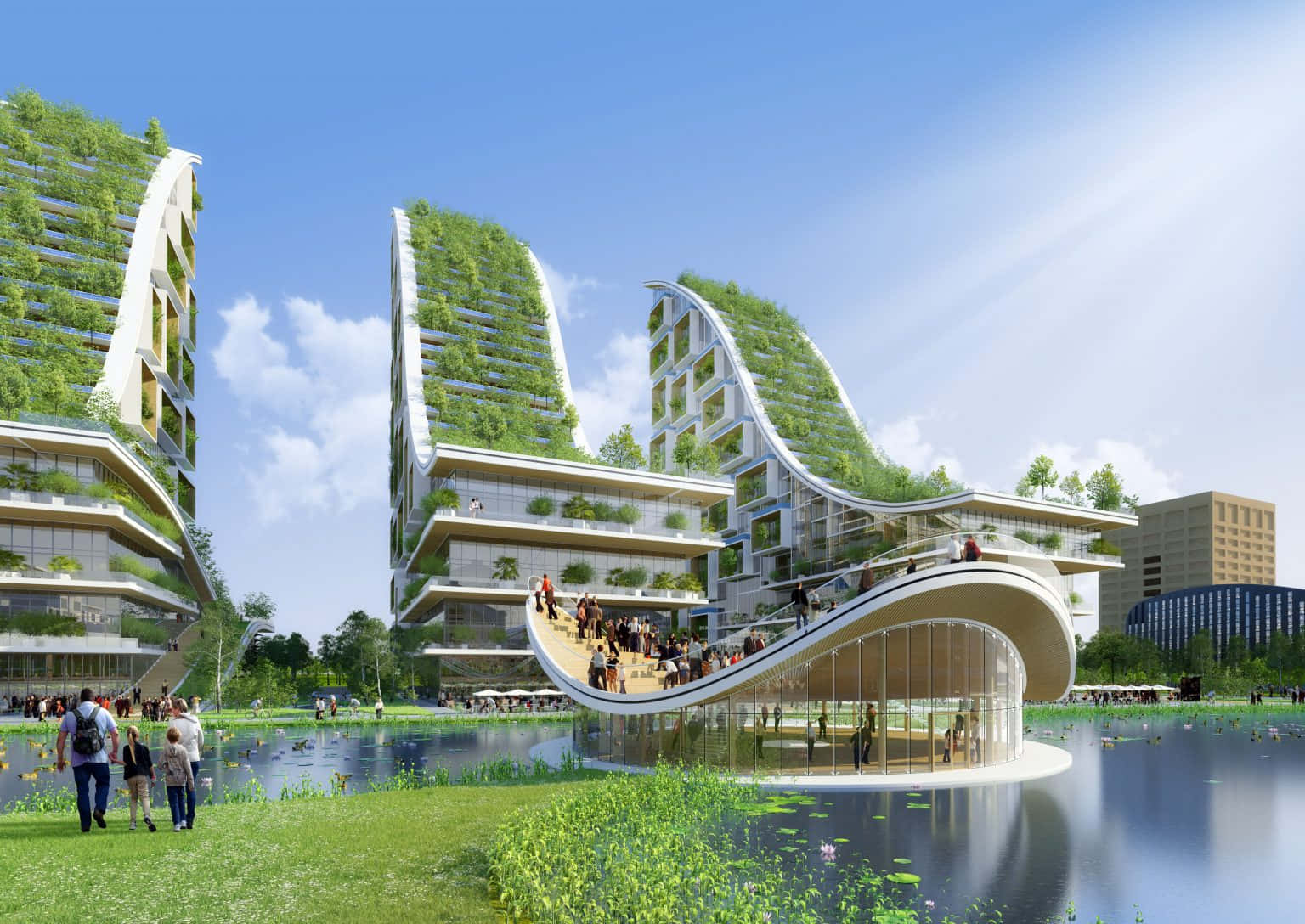 Sustainable Green Building Architecture Wallpaper