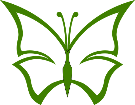 Green Butterfly Silhouette PNG