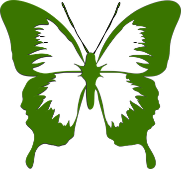 Green Butterfly Silhouette Faces PNG