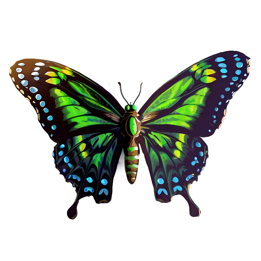 Green Butterfly With Open Wings Png Gdm91 PNG