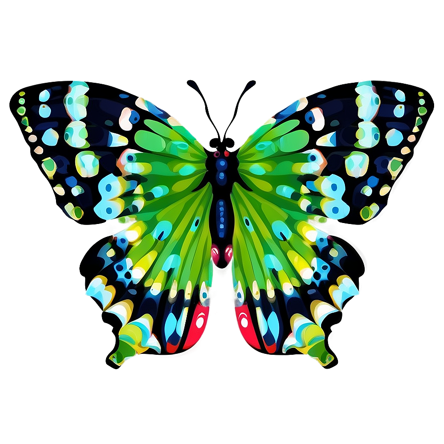Green Butterfly With Pattern Png Wdf PNG