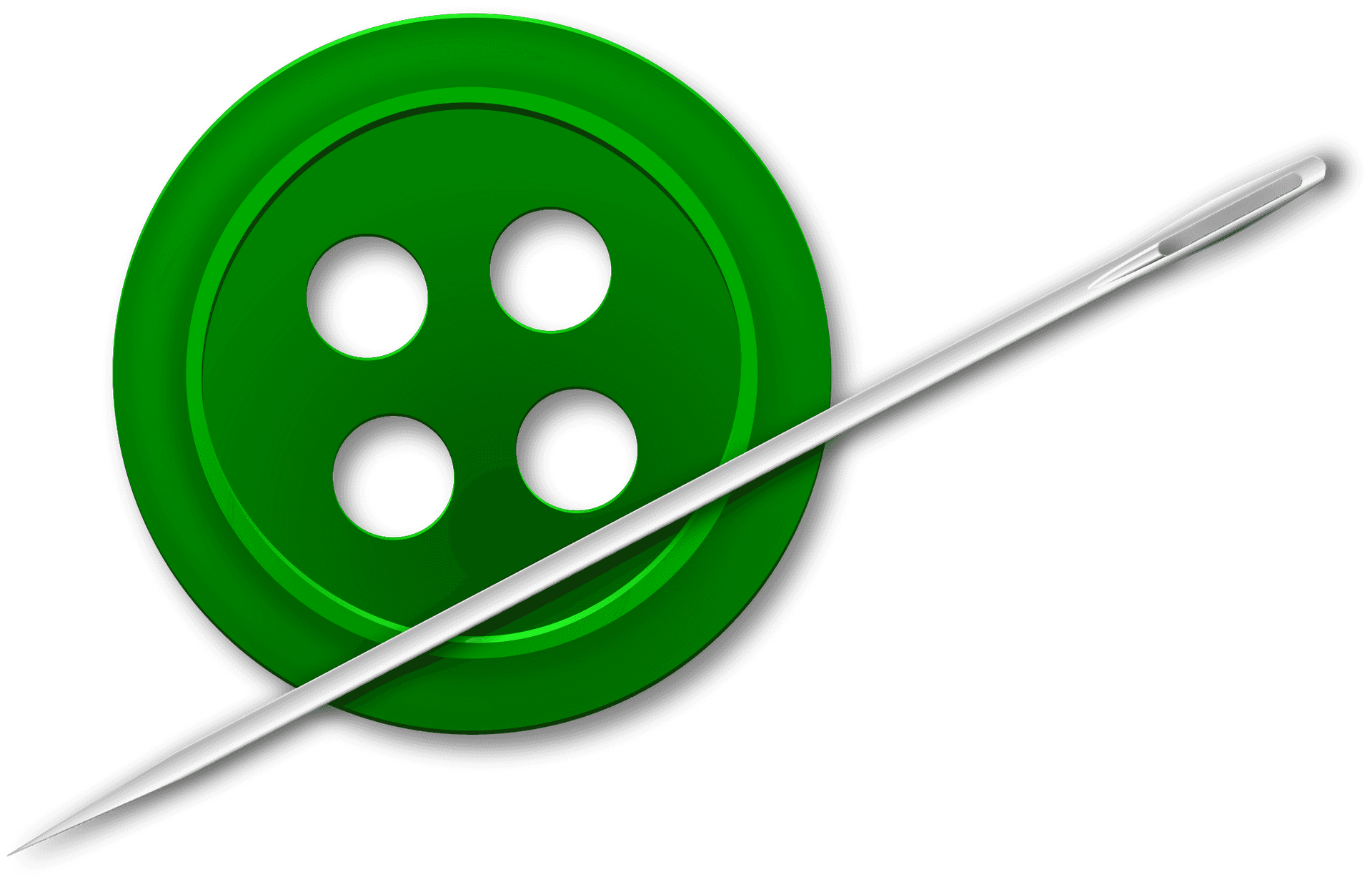 Green Buttonand Sewing Needle PNG