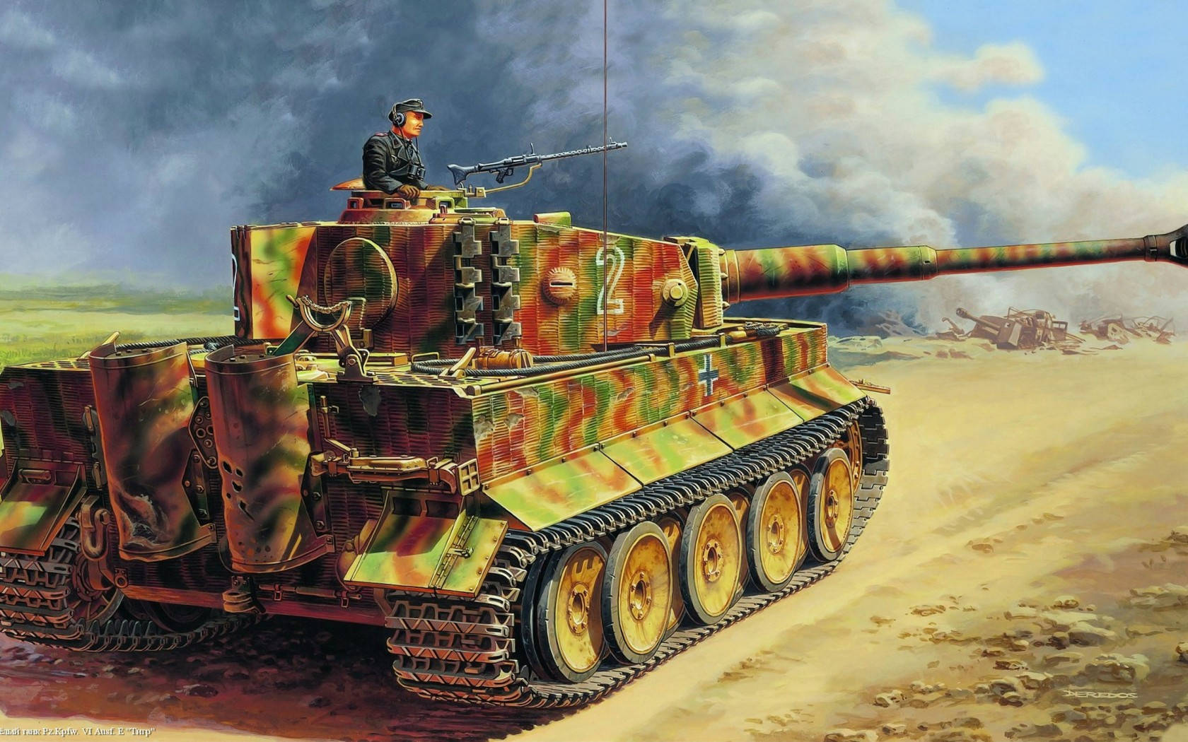 Grönkamouflagemönstrad Militär Tank. Wallpaper