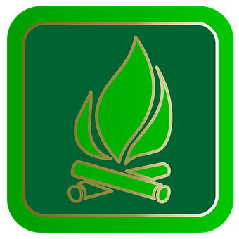 Green Campfire Icon PNG
