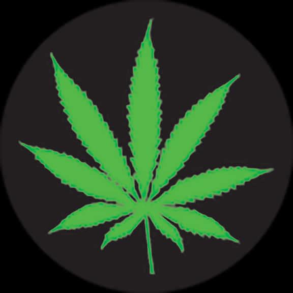 Green Cannabis Leaf Black Background PNG