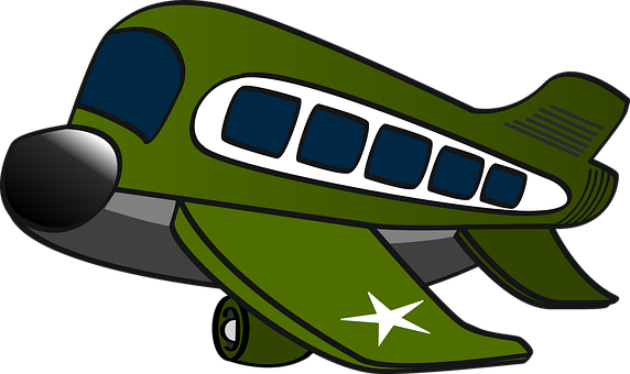 Green Cartoon Airplane PNG