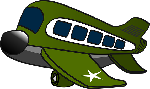 Green_ Cartoon_ Airplane PNG