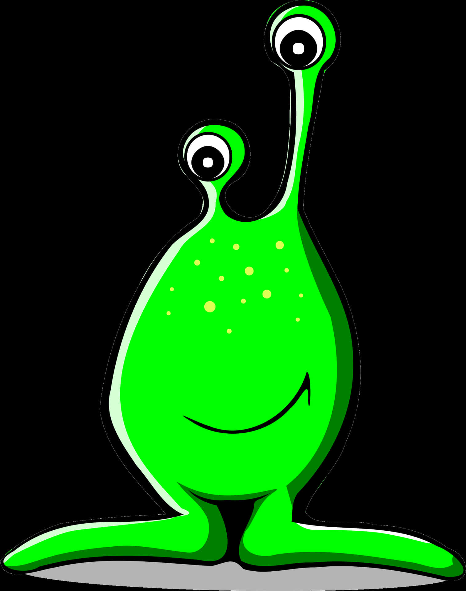 Green Cartoon Alien Smiling PNG
