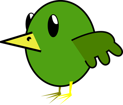 Green Cartoon Bird Vector PNG
