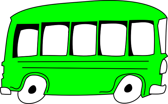 Green Cartoon Bus Graphic PNG