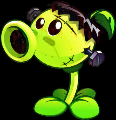 Green Cartoon Characterwith Earphones PNG
