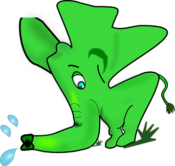 Green Cartoon Elephant PNG