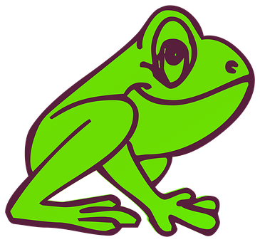 Green Cartoon Frog Graphic PNG