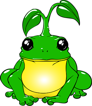 Green Cartoon Frog Illustration PNG