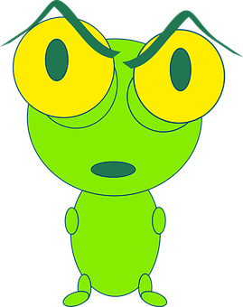 Green Cartoon Insect Character PNG
