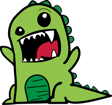 Green Cartoon Monster Graphic PNG