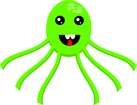 Green Cartoon Octopus PNG