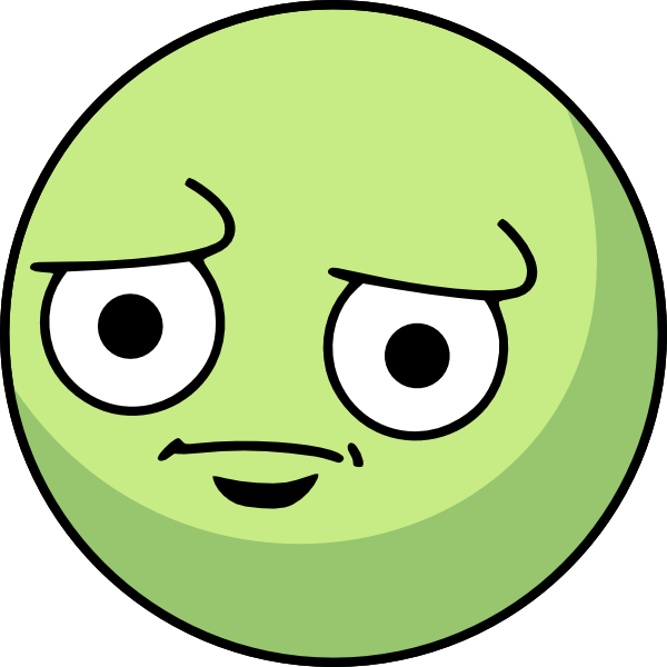 Green Cartoon Sad Face PNG