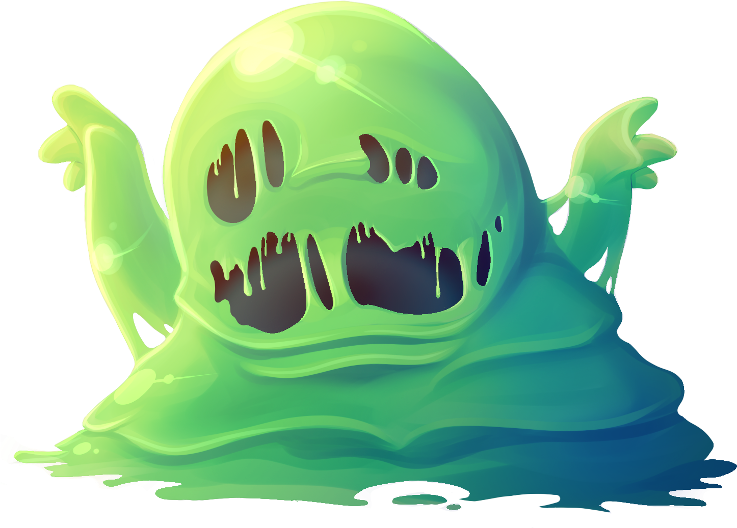 Green Cartoon Slime Creature PNG